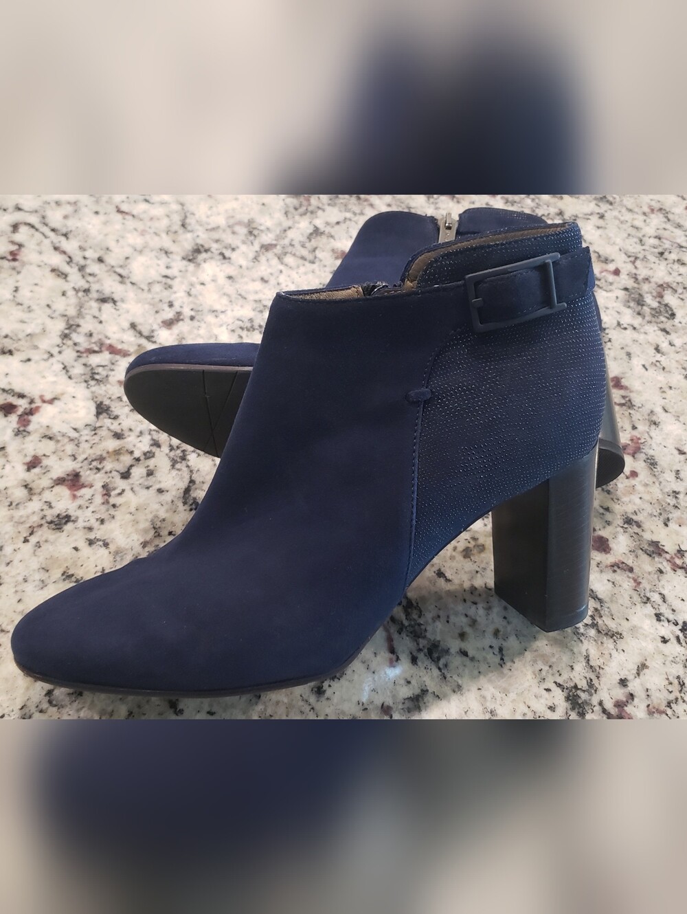 Aquatalia Weatherproof Midnight Blue Suede "Veronica" Ankle Boots